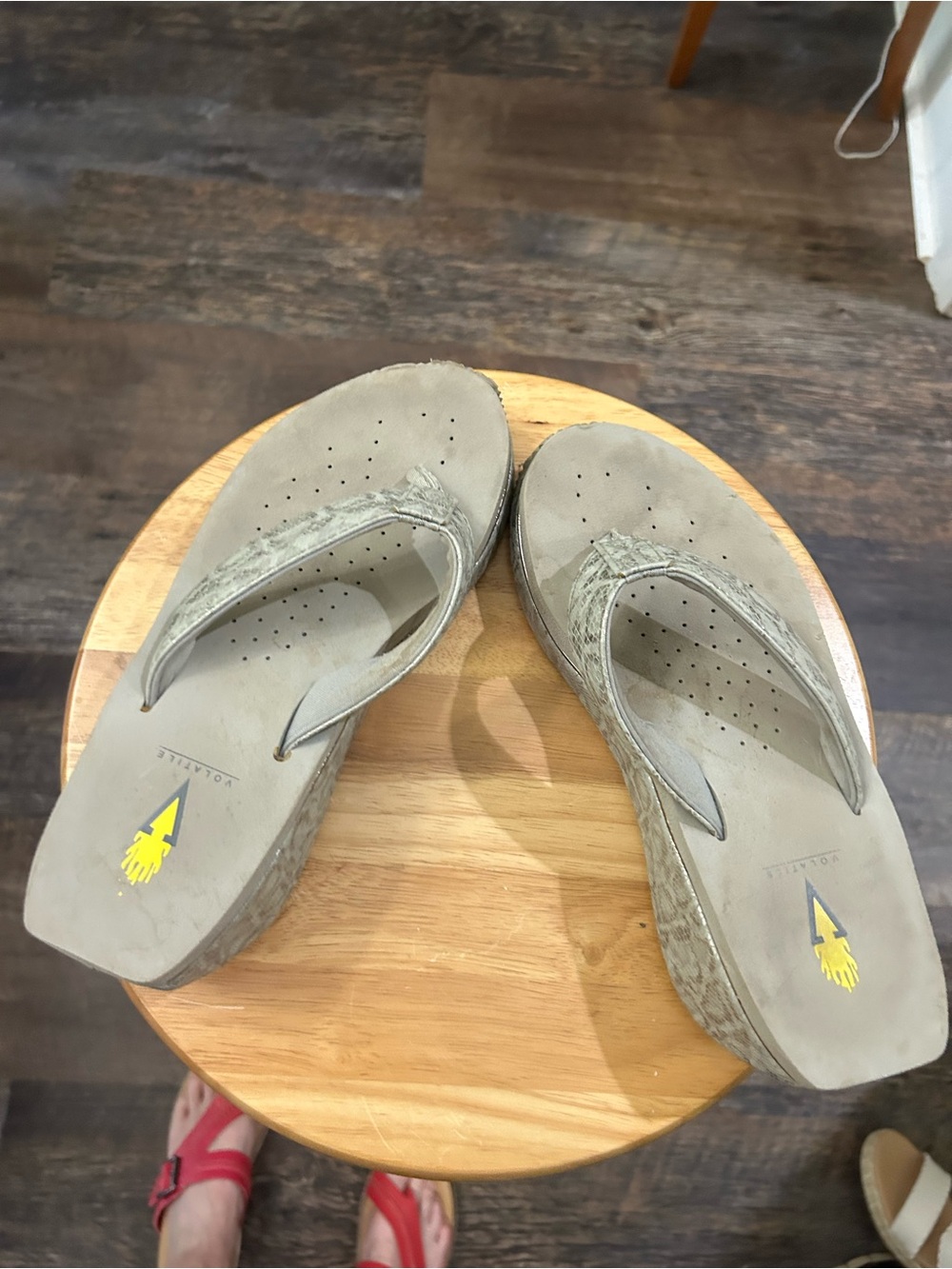 Volatile Wedge Flip Flop Sandals in Gray